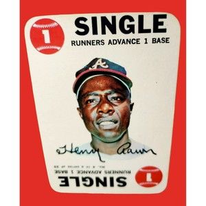 Vintage 1968 Topps Henry Aaron Baseball Game Card #4/33 "SINGLE" Advance 1 BASE